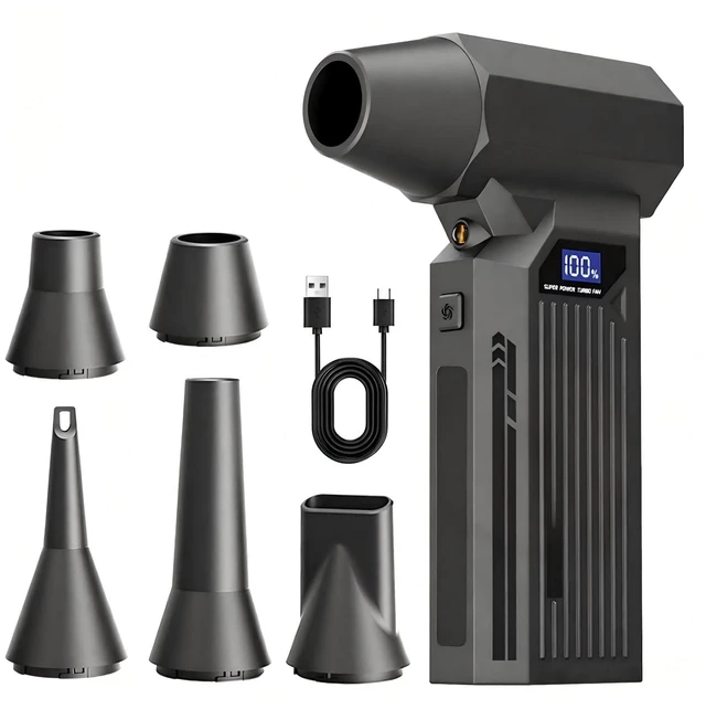 Main image of Compressed Air Duster-150000RPM Super Power Electric Air Duster, 3-Speed Adjustable Rechargeable Cordless Air Blower with Fast Charging for PC Keyboard Cleaning, Car, Home,Outdoor5 Nozzle