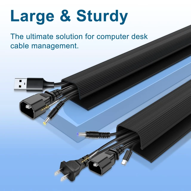 Alt view image 3 of 6 - 6 Pack J Channel Cable Management for Desk, Adhesive Wire Organizer | 6-pack adhesive J channel keeps desk cables organized with no drilling, ideal for power cords, USB and Ethernet wires