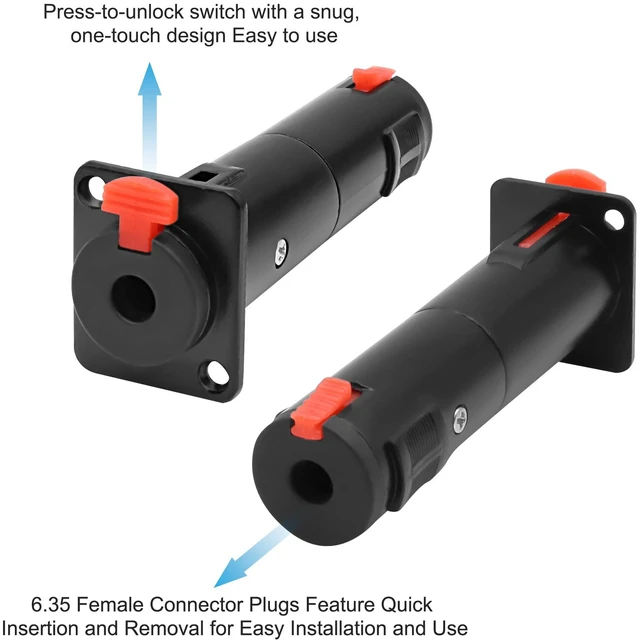 Alt view image 4 of 7 - D-Type 6.35mm 1/4" TRS Panel Mount Female to Female Coupler-(Black) | Locking Stereo Audio Adapter Connector Socket for Speaker Headphone Cable Extension - 1PCS