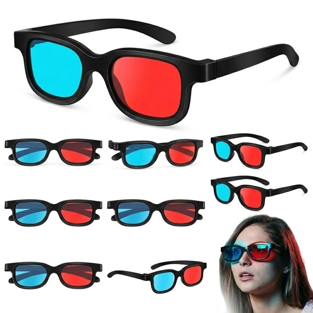 Main image of 10 Pcs 3D Glasses Red Blue Lens, Lightweight ABS Frame Black Viewing Eyewear, Home Theater Computer Monitor Games