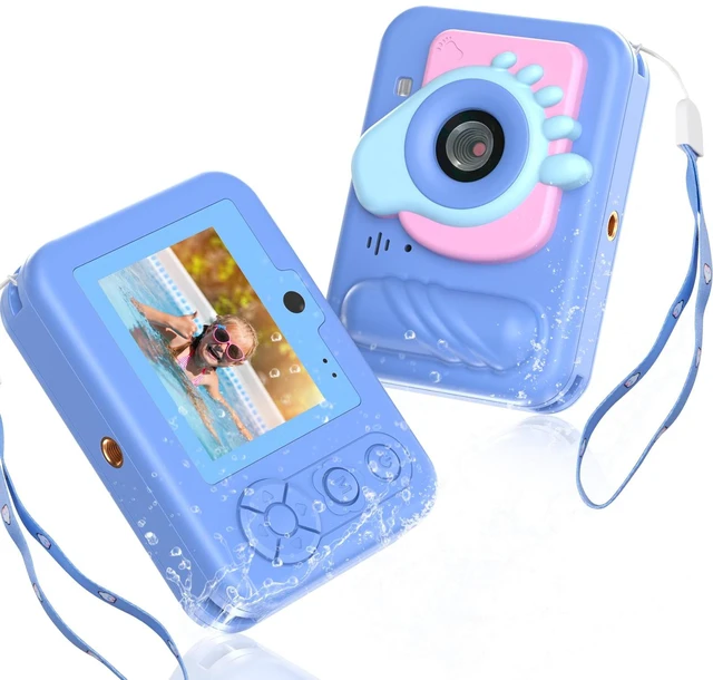 Main image of Kids Toy Camera Waterproof with 32GB Card, Fun Christmas & Birthday Gift for Boys & Girls Ages 3+, 48MP 1080P HD Underwater Digital Camera, IP68 Shockproof (Footprint Blue)