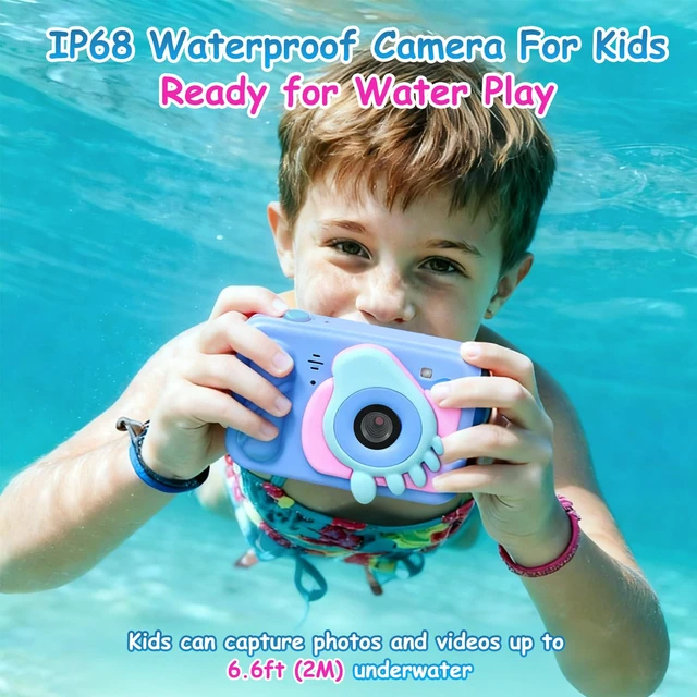 Alt view image 2 of 6 - Kids Toy Camera Waterproof with 32GB Card, Fun Christmas & Birthday Gift for Boys & Girls Ages 3+, 48MP 1080P HD Underwater Digital Camera, IP68 Shockproof (Footprint Blue)