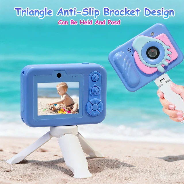 Alt view image 5 of 6 - Kids Toy Camera Waterproof with 32GB Card, Fun Christmas & Birthday Gift for Boys & Girls Ages 3+, 48MP 1080P HD Underwater Digital Camera, IP68 Shockproof (Footprint Blue)