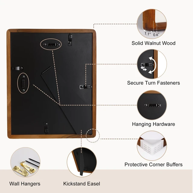 Alt view image 6 of 6 - Smart Picture Frame, 8x10 Wireless Wood NFC Photo Frame, Tabletop&Wall-Mounted, Share Photos/Videos/Recording from Phone to Webpage for Party/Travel/Home & Gifts, Compatible iPhone/Android