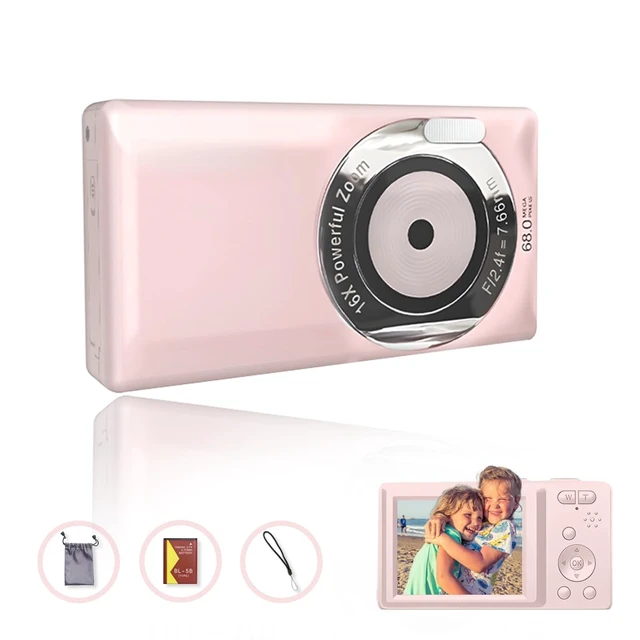 Alt view image 2 of 6 - Digital Camera 68MP Ultra HD Compact Point and Shoot Camera with 16X Digital Zoom, Auto Focus, Anti-Shake, Smile Capture, Self Timer, Portable Small Digital Camera with 32GB Card
