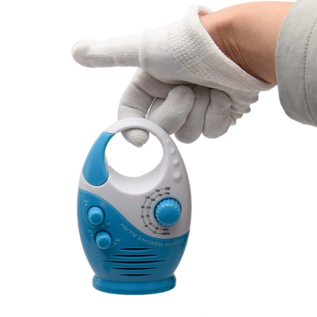 Alt view image 5 of 7 - Shower Radio, Bathroom Radio AM FM, Waterproof Hanging Shower Radio Adjustable Volume Built-in Speaker(White Blue)