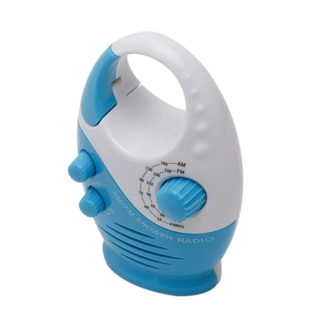 Alt view image 3 of 7 - Shower Radio, Bathroom Radio AM FM, Waterproof Hanging Shower Radio Adjustable Volume Built-in Speaker(White Blue)