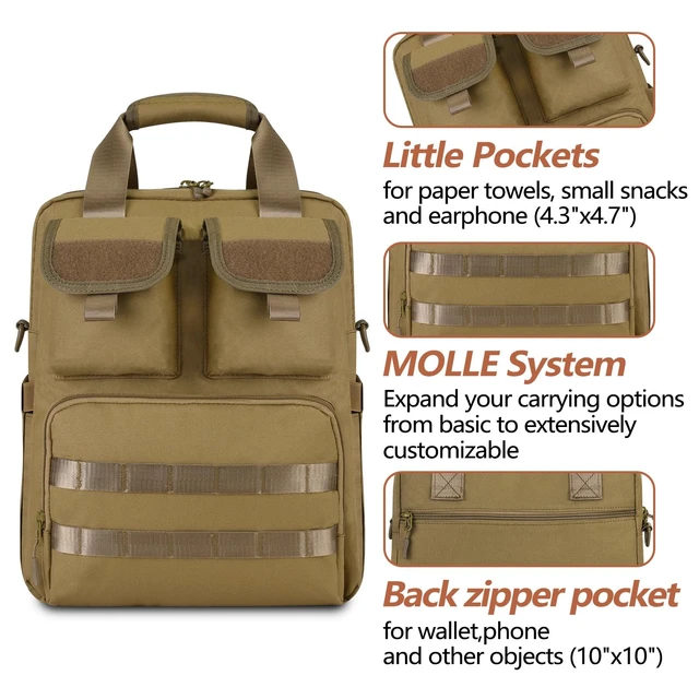 Alt view image 5 of 6 - 14" Laptop Messenger Bag, 12L 900D Water-Resistant Oxford, MOLLE, Fits 14.2" Computer/Tablet for Business Travel