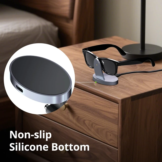 Alt view image 4 of 6 - Charging Dock Compatible with Ray-Ban Meta Smart Glasses, Portable Charging Stand Work for Way-farer/Skyler/Headliner Models, LED Indicator, Pin Contact Fast Safe Charging, Space Gray
