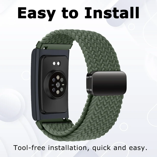 Alt view image 2 of 7 - Braided Band Compatible for Amazfit Helio Strap/CMF Watch 3 Pro, Magnetic Buckle Design, Breathable Soft Elastic Sport Wristband for Helio Strap Fitness Tracker
