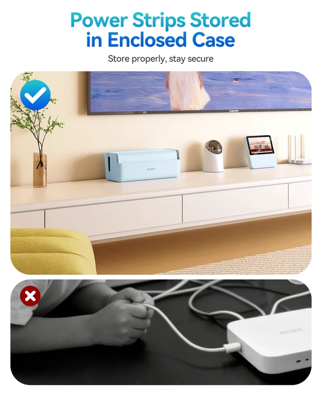 Alt view image 3 of 7 - Cable Management Box, Keeping Cords Tidy and Protected from Damage | Cord Hider Box to Conceal Power Strips on Desk or Floor, Stylish Cable Organizers for Home, Office, School - PB03