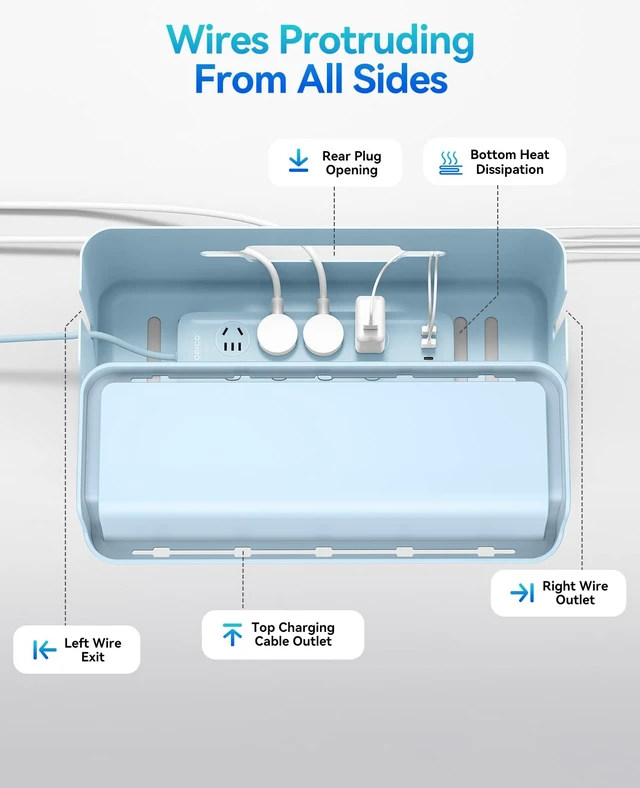 Alt view image 5 of 7 - Cable Management Box, Keeping Cords Tidy and Protected from Damage | Cord Hider Box to Conceal Power Strips on Desk or Floor, Stylish Cable Organizers for Home, Office, School - PB03