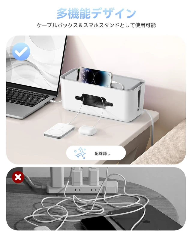 Alt view image 5 of 7 - Cable Management Box, Cord Hider Box to Conceal Power Strips on Desk or Floor, Keeping Cords Tidy and Protected from Damage, Stylish Cable Organizers for Home, Office, School - PB01