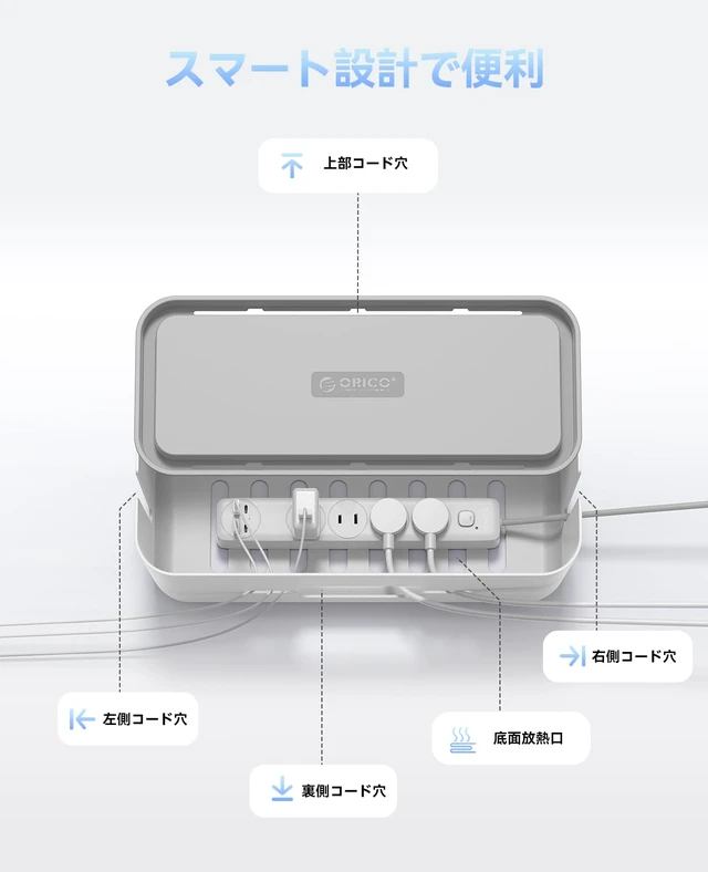 Alt view image 7 of 7 - Cable Management Box, Cord Hider Box to Conceal Power Strips on Desk or Floor, Keeping Cords Tidy and Protected from Damage, Stylish Cable Organizers for Home, Office, School - PB01