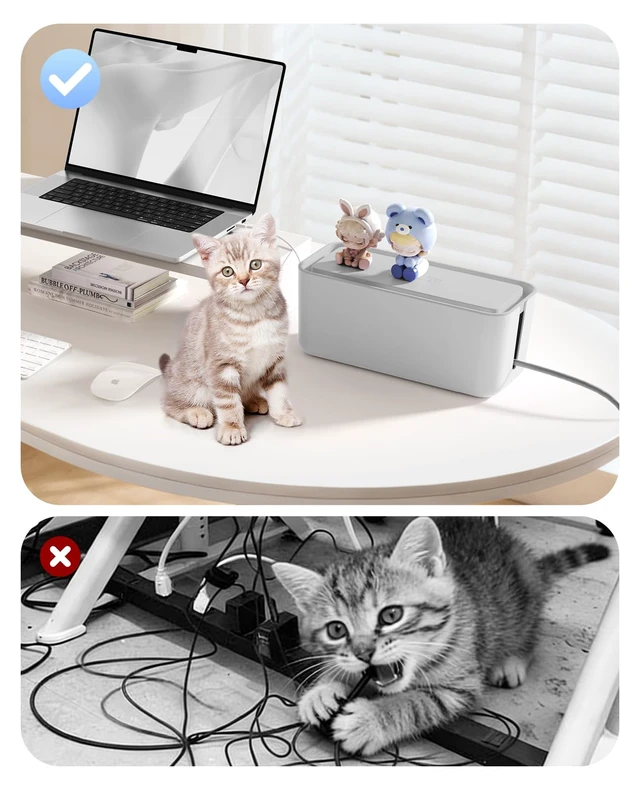 Alt view image 6 of 7 - Cable Management Box, Cord Hider Box to Conceal Power Strips on Desk or Floor, Keeping Cords Tidy and Protected from Damage, Stylish Cable Organizers for Home, Office, School - PB01