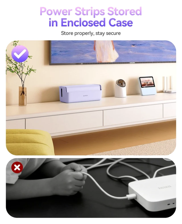 Alt view image 3 of 7 - Cable Management Box, Keeping Cords Tidy and Protected from Damage | Cord Hider Box to Conceal Power Strips on Desk or Floor, Stylish Cable Organizers for Home, Office, School - PB03