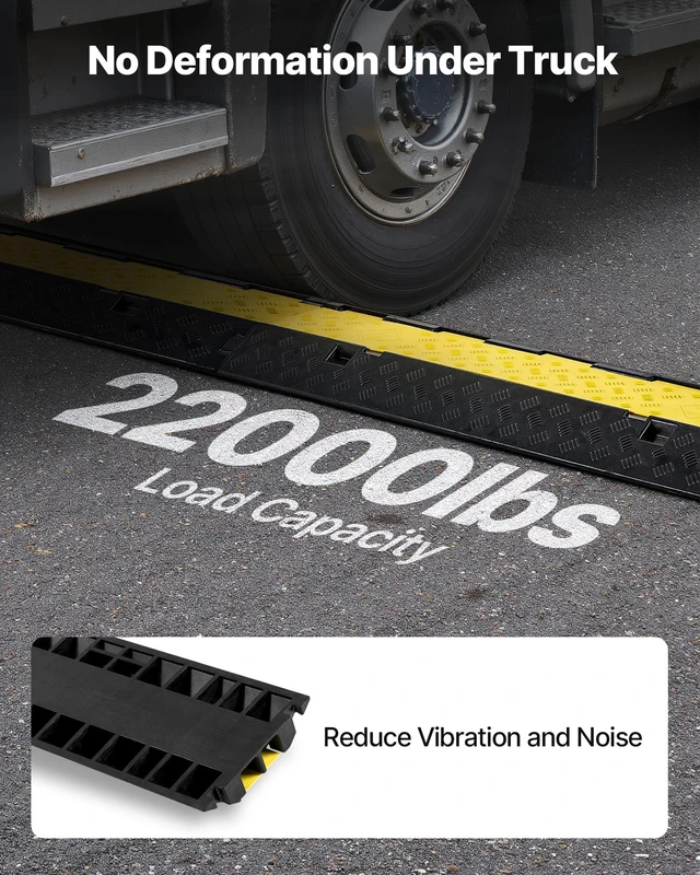 Alt view image 3 of 7 - Cable Protector Ramp, 2 Channel Heavy Duty 39.37'' Rubber Cord Hose Wire Cover, 2.2''W x 2''H Large Channel Size, Traffic Speed Bump with Flip-Open Top Cover, for Indoor Outdoor Use
