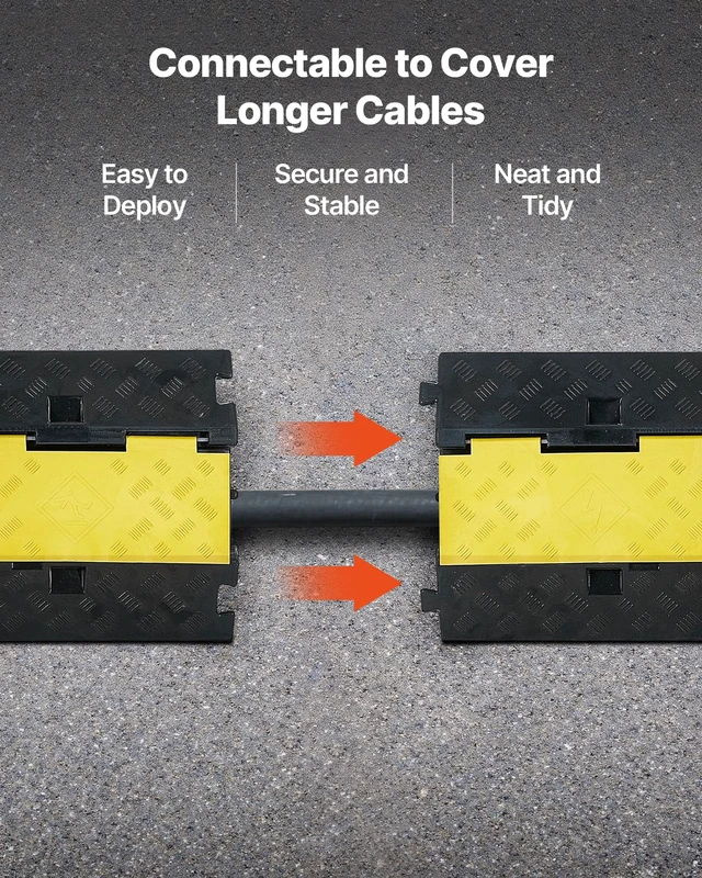 Alt view image 6 of 7 - Cable Protector Ramp, 2 Channel Heavy Duty 39.37'' Rubber Cord Hose Wire Cover, 2.2''W x 2''H Large Channel Size, Traffic Speed Bump with Flip-Open Top Cover, for Indoor Outdoor Use