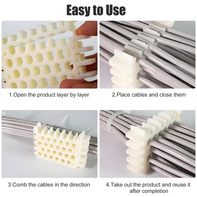 Alt view image 4 of 6 - 6x6 Hole Network Cable Comb Organizer Panel | For CAT5/6/7/8 Cables | 9mm/0.35in Slot Width | Server Rack Wire Management | Neatly Dress & Bundle Cords(6x6 Holes)