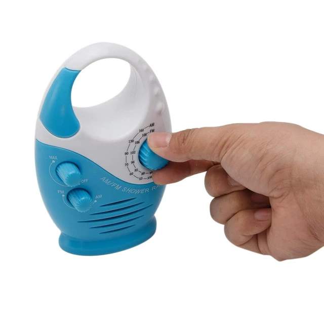 Alt view image 4 of 7 - Shower Radio, Bathroom Radio AM FM, Waterproof Hanging Shower Radio Adjustable Volume Built-in Speaker(White Blue)