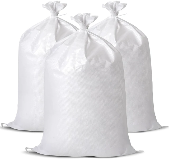 Main image of Heavy Duty Woven Sand Bags, 12 Count, 20"x30" Empty Sacks | Flood control, garden waste, grain storage & cargo handling. 50kg load capacity. Upgraded 80g/ woven material. Includes tie