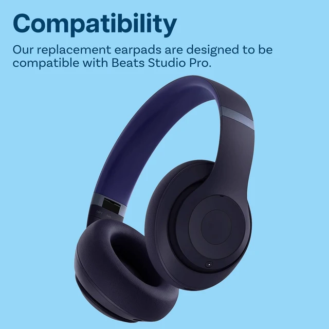 Alt view image 4 of 5 - Ear Pads Replacement for Beats Studio Pro Wireless Noise Cancelling Headphones by Memory Foam and Protein PU Ear Pad Cushions Noise Isolation Earpads Replacement Blue