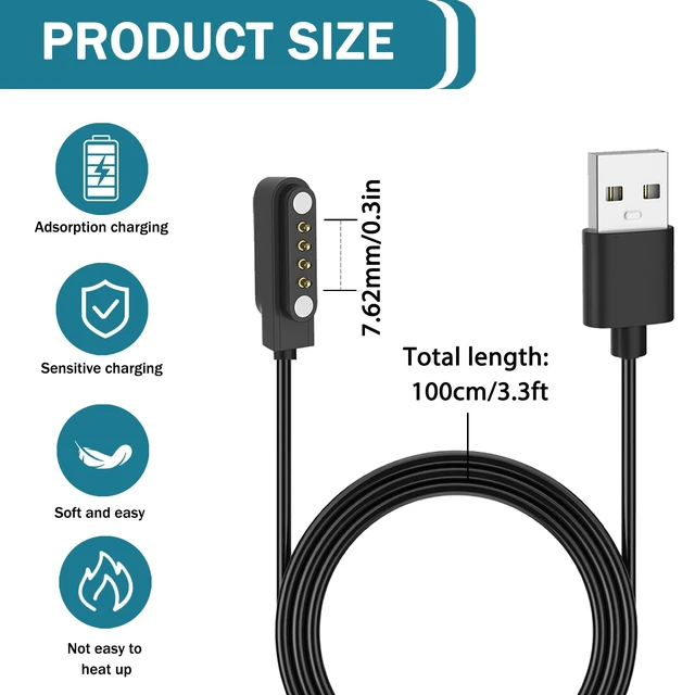 Alt view image 2 of 6 - Fast Charger for PLAUD Note AI Voice Recorder & Note Pro, Plaid Charging Cable with USB Power Adapter, Replacement Magnetic Cord for Plaid Smart Voice Recorder, Charger for Plaid, 3.3FT