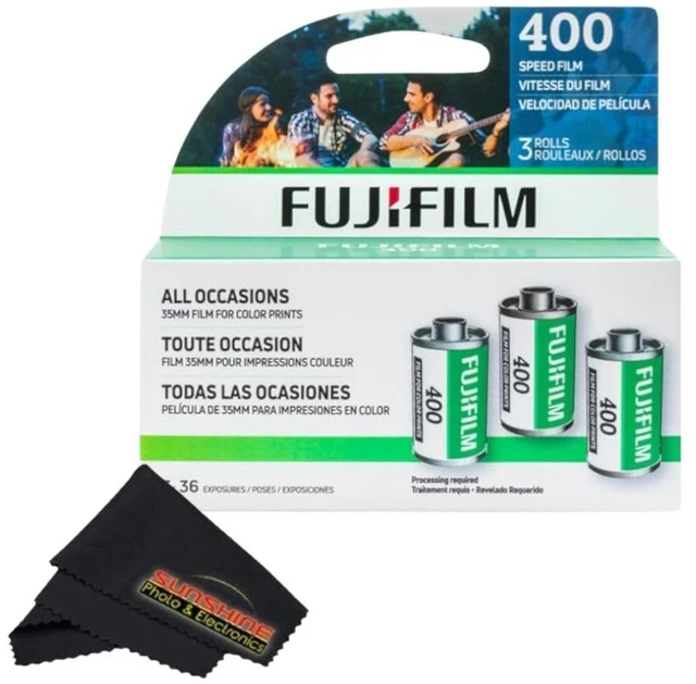 Main image of Fujicolor 400 Color Negative Film (35mm Roll Film, 3x36) + Sunshine Photo Microfiber Cleaning Cloth (1 Pack)