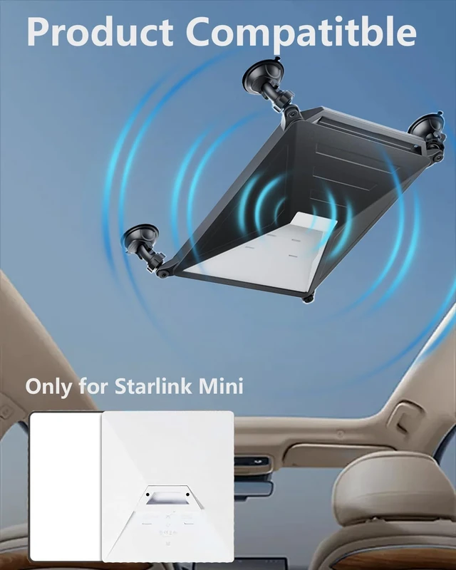 Alt view image 2 of 6 - Starlink Mini Car Suction Cup Mount with Silicone Cover & Carabiner, Strong Suction Cup Mount for Car Windows & Sunroofs, Ideal for Cars, RVs, Boats & Road Trips (Black)