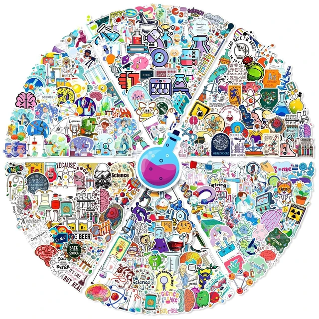 Main image of 300Pcs Funny Chemistry Stickers for Laptop, Chemistry Computer Stickers, Lab Decals, Science Themed Presents, Gifts for Teacher,Student,Women & Men (J)