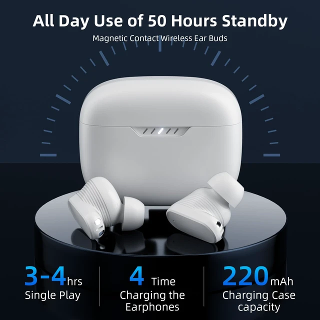 Alt view image 2 of 6 - 5.4 Wireless Earbuds Bluetooth Small Headphones for iPhone/Android | Noise Cancelling Earphones Bass Stereo Music,Mini Ear Buds with Microphone for Apple iPhone 17 Air 16 for Samsung Galaxy S26
