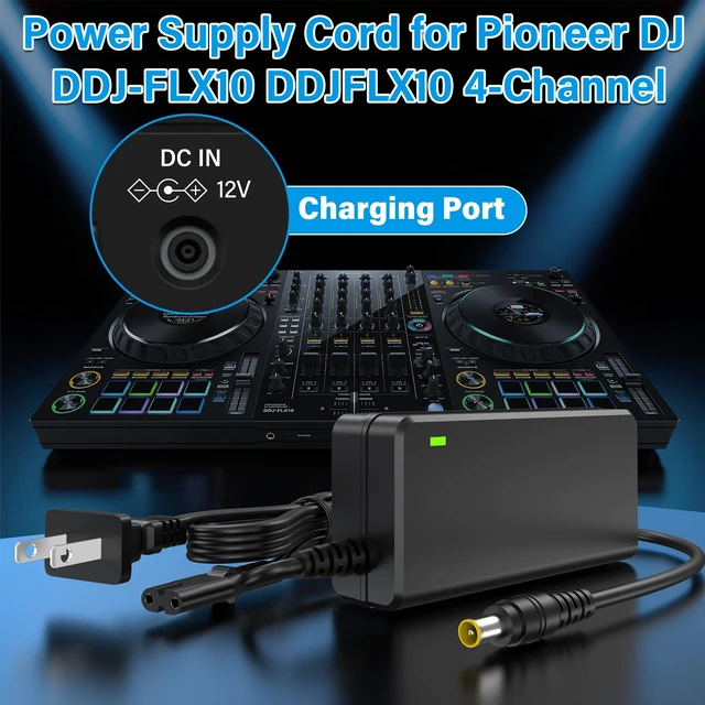 Alt view image 3 of 7 - 12V DJ Controller Charger Replacement Compatible with Pioneer DJ DDJ-FLX10 | Power Cord AC Adapter Fit for Pioneer DDJ 4-Channel 4 Channel DDJFLX10 FLX10 Performance DJ Controller Charging Plug Cable