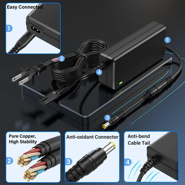Alt view image 4 of 7 - 12V DJ Controller Charger Replacement Compatible with Pioneer DJ DDJ-FLX10 | Power Cord AC Adapter Fit for Pioneer DDJ 4-Channel 4 Channel DDJFLX10 FLX10 Performance DJ Controller Charging Plug Cable