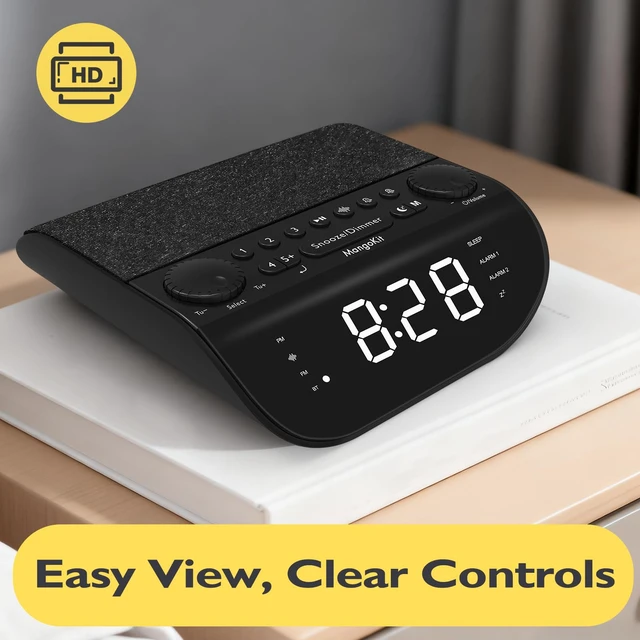 Alt view image 6 of 6 - FM Bedside Radio with Bluetooth 5.3, Dual Alarm Clock for Bedrooms | 90dB Loud Alarm for Heavy Sleepers, Snooze, 9 Natural Sounds, Stereo Speakers, Large Clear Dimmable Display |20 FM Presets