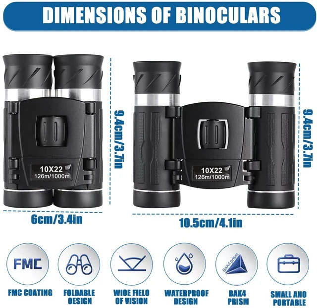Main image of Small Compact Binoculars for Adults Kids,10x22 Mini Binocular for Traveling Sightseeing Birds Watching, Night Vision Binoculars for Concert Theater Opera,with Phone Adapter,Lightweight Pocket Folding