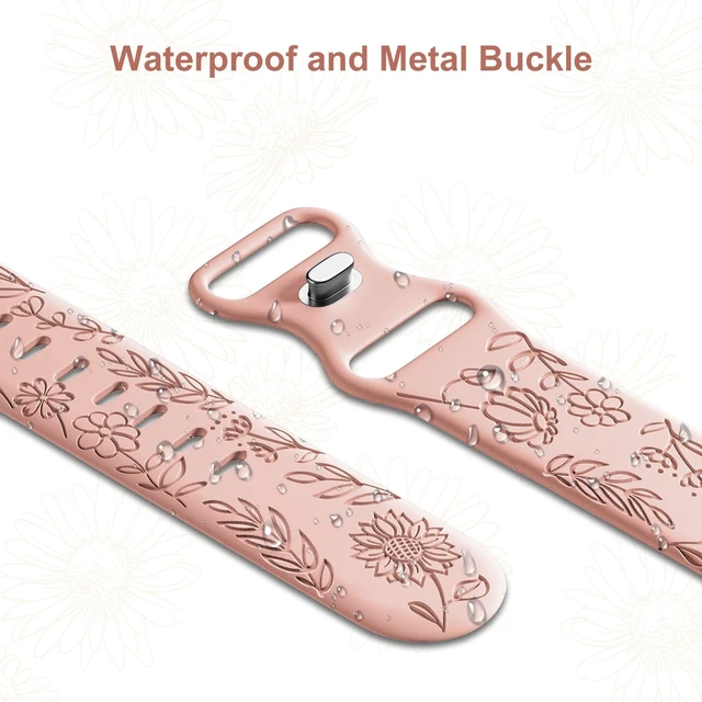 Alt view image 3 of 7 - 3 Pack 22mm Flower Pattern Bands Compatible with Garmin Venu 4 45mm/Venu 3/Venu 2/Vivoactive 4/Forerunner 745/265/255/255 Music, Soft Silicone Floral Engraved Sport Strap for Women Men