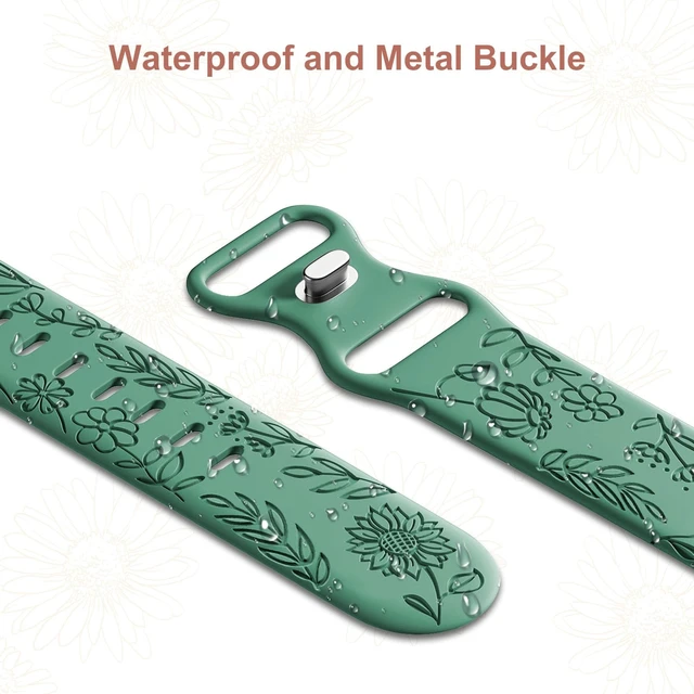 Alt view image 3 of 7 - 3 Pack 22mm Flower Pattern Bands Compatible with Garmin Venu 4 45mm/Venu 3/Venu 2/Vivoactive 4/Forerunner 745/265/255/255 Music, Soft Silicone Floral Engraved Sport Strap for Women Men