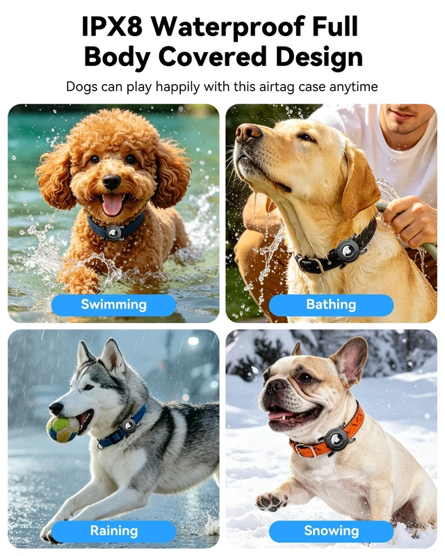 Alt view image 5 of 6 - 2 Pack IPX8 Waterproof Dog Collar Holder for Apple AirTags 1st & 2nd Gen, for Airtag Cat Collar Holder, TPU with Removable Metal Loop, Fits 1" Width Collar, Easy to Install, Lightweight, Black
