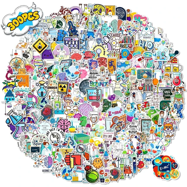Alt view image 2 of 7 - 300Pcs Funny Chemistry Stickers for Laptop, Chemistry Computer Stickers, Lab Decals, Science Themed Presents, Gifts for Teacher,Student,Women & Men (J)