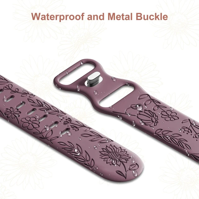 Alt view image 3 of 7 - 3 Pack 22mm Flower Pattern Bands Compatible with Garmin Venu 4 45mm/Venu 3/Venu 2/Vivoactive 4/Forerunner 745/265/255/255 Music, Soft Silicone Floral Engraved Sport Strap for Women Men