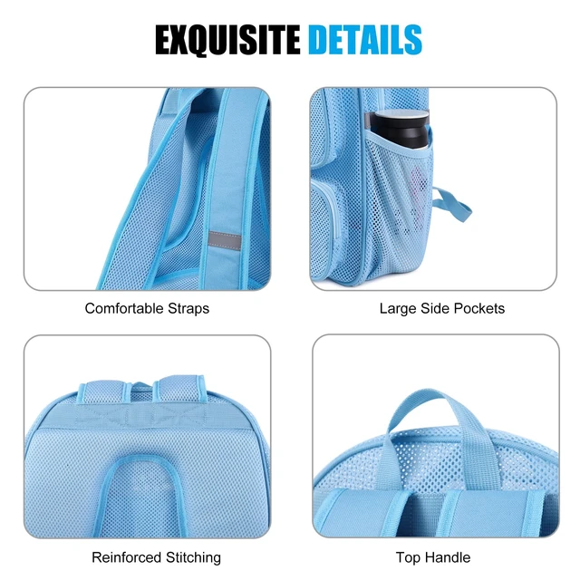 Alt view image 7 of 7 - Mesh Backpack with Laptop Compartment, Ergonomic Reflective Design, Blue | Semi-Transparent College Back Pack for Girls, Boys, For Commuting, Swimming, Travel, Beach, Outdoor Sports