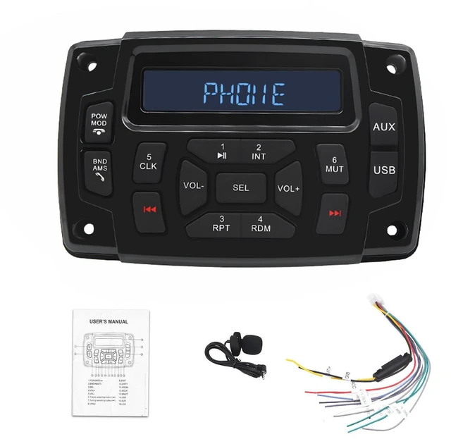 Main image of Marine Radio Receiver Waterproof Boat Stereo Radio System | with AUX-in Subwoofer Pre-Amp EQ, AM/FM Radio Receiver Digital Media MP3 Player USB Input for Motorcycle Boat Golf Cart Truck
