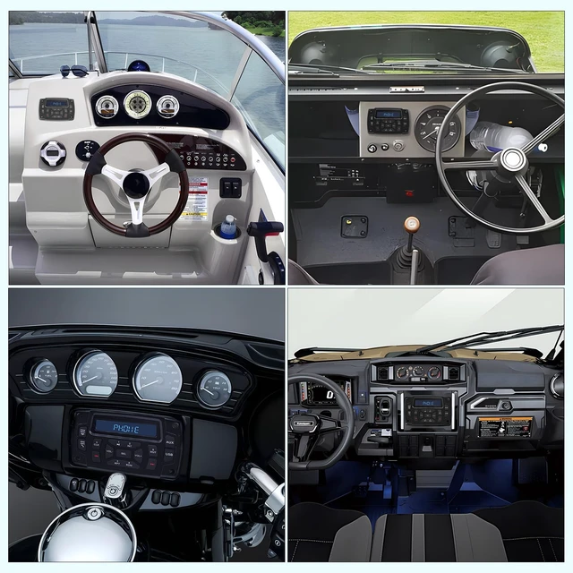 Alt view image 5 of 6 - Marine Radio Receiver Waterproof Boat Stereo Radio System | with AUX-in Subwoofer Pre-Amp EQ, AM/FM Radio Receiver Digital Media MP3 Player USB Input for Motorcycle Boat Golf Cart Truck