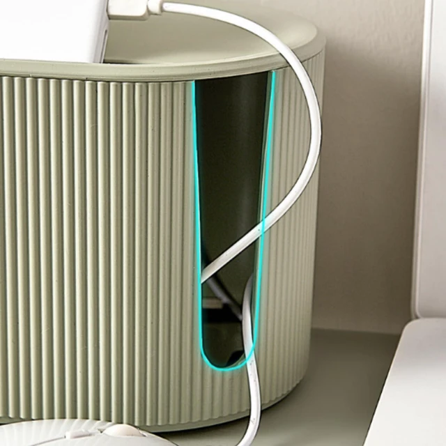 Alt view image 4 of 7 - Cable Management Box,Desk Cord Organizer Box with Groove Cover,Plastic Cord Hider Box,Large Cable Box Organizer for Storaging Power Socket/TV/Computer/Router/Games Console Cable (Green)