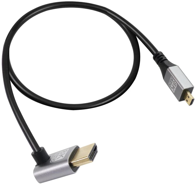 Main image of 90 Degree Up Angle UHD 8K HDTV Male to Micro HDTV Male 18Gbps 2.1 Extended Cable Supports 8k@60Hz, 1080p, ARC, 3D, for DVR, HDTV, (Up Angle, 0.5m)