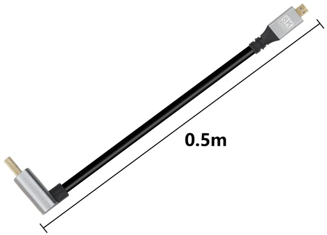 Alt view image 6 of 6 - 90 Degree Up Angle UHD 8K HDTV Male to Micro HDTV Male 18Gbps 2.1 Extended Cable Supports 8k@60Hz, 1080p, ARC, 3D, for DVR, HDTV, (Up Angle, 0.5m)