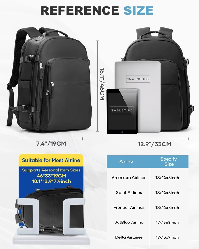 Alt view image 4 of 7 - Vacuum Backpack Travel with Pump, Airline Approved Carry On Backpack | Travel Backpack with Vacuum System, 15.6" Laptop Compartment, Water-Resistant, Shoe Compartment & USB Charging Port