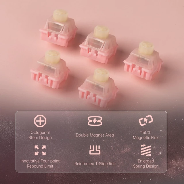 Alt view image 2 of 7 - WS Flux HE Keyboard Switches Deep Clacky, Pre-Lubed Magnetic Linear Switches, Freely Setting Pre-Travel HE Key Switch for Rapid Trigger Gaming Keyboard (35 Pcs)