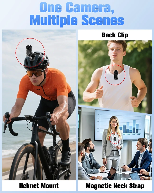 Alt view image 4 of 6 - Mini Body Camera 1080P 64G, Small Action Camera, Magnetic Wearable cam for Hands-Free Recording, Thumb Camera, Helmet Mount, Pocket Cam for Vlogging(No Wi-Fi & APP)