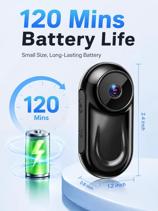 Alt view image 5 of 6 - Mini Body Camera 1080P 64G, Small Action Camera, Magnetic Wearable cam for Hands-Free Recording, Thumb Camera, Helmet Mount, Pocket Cam for Vlogging(No Wi-Fi & APP)